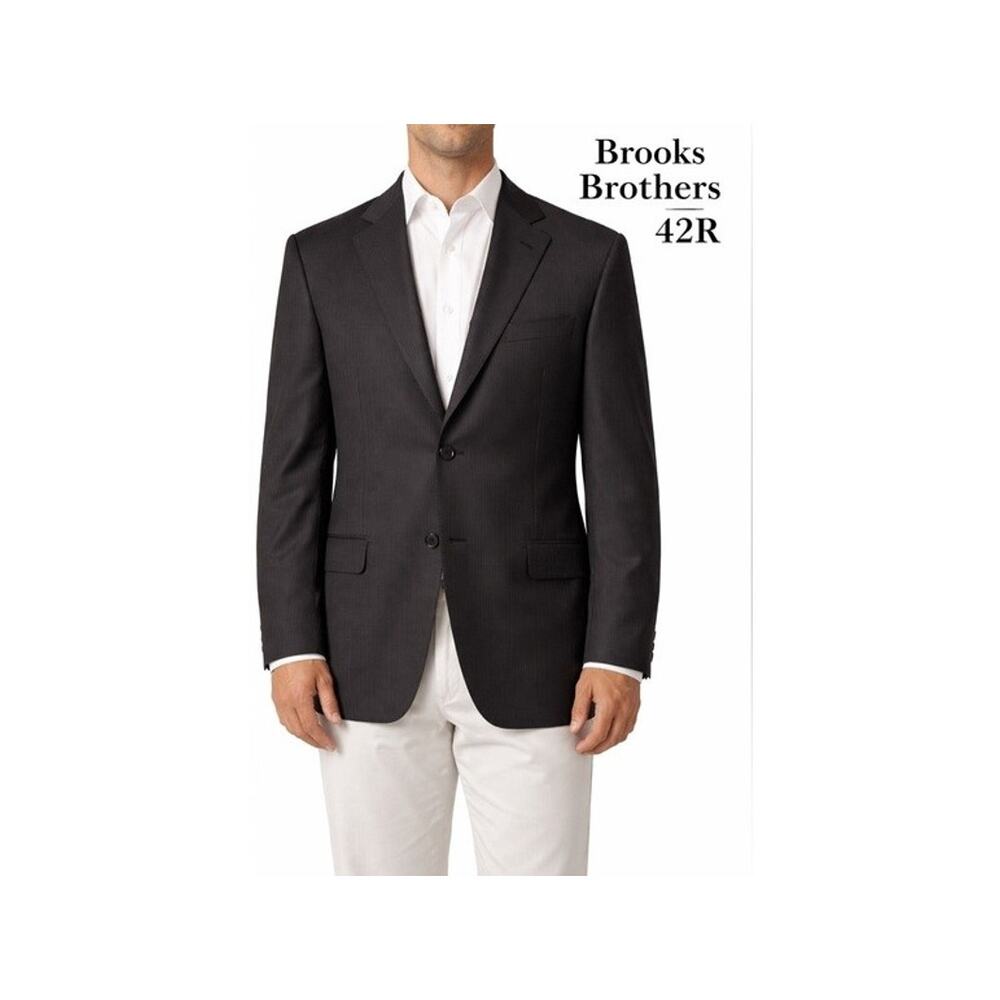 Brooks Brothers Blazer Mens 42R 100% Wool Black Classic Fit Sport Coat 2 Button